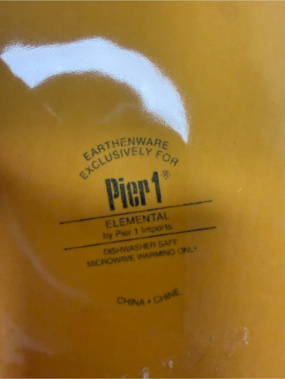 Pair of 12” Vintage Golden Yellow Pier 1 Plates Pattern Elemental So Pretty